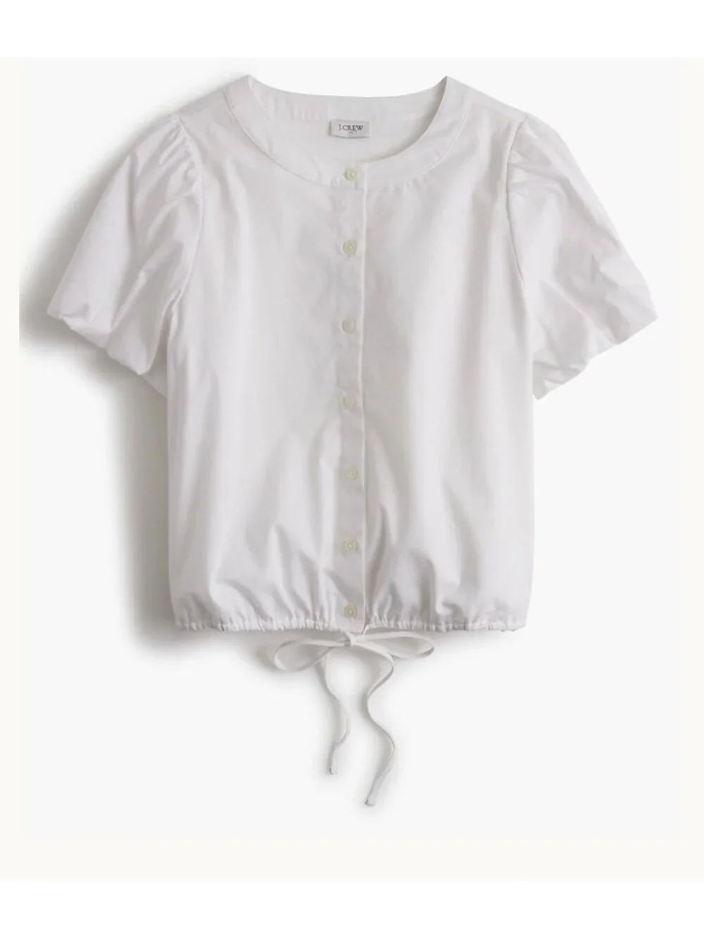 NWT J.Crew White Puff Sleeve Tie Waist Top - Size: Small
